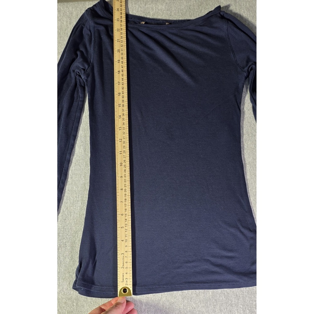 Womens BCBG MAX A Shirt S Small Navy Cotton long sleeve